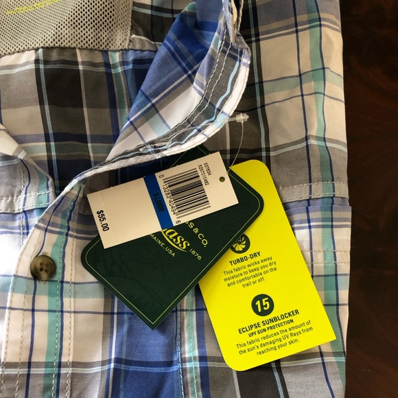 G.H. Bass Short Sleeve Turbo Dry Sun Blocker Button Down Shirt XL New with Tags - Picture 6 of 8